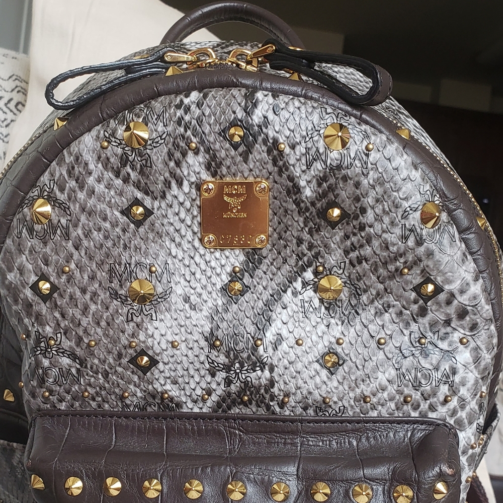 Mcm Backpack Small Python Stud Armour - image 2